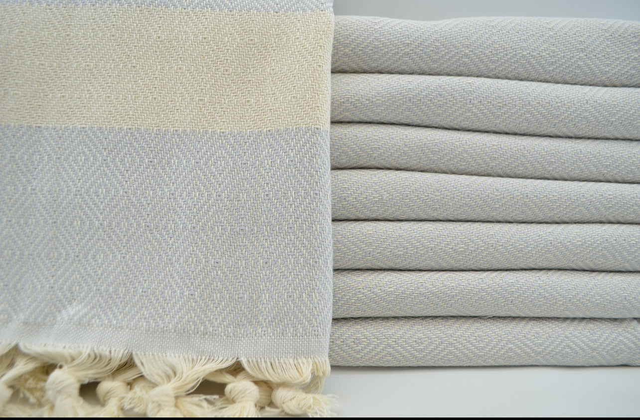 Diamond Design Turkish Towel - Gray