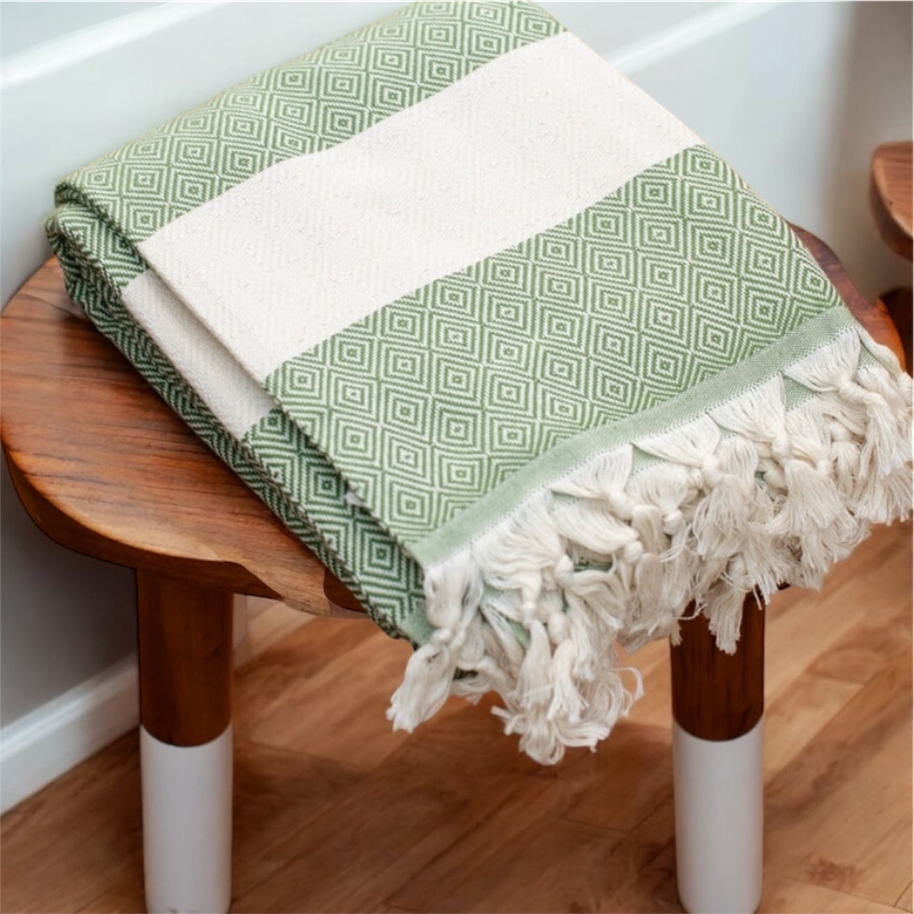 Diamond Design Turkish Towel - Green