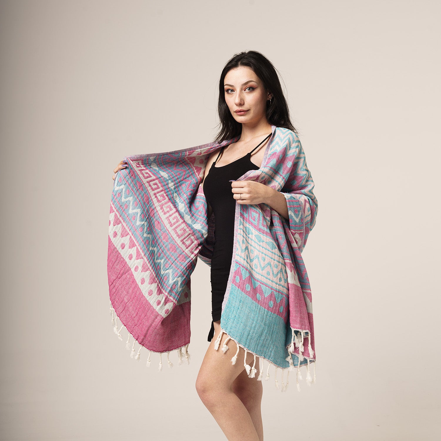 Zig-Zag Design Turkish Towel - Blue